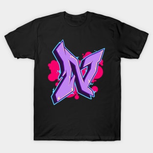 Letter N - Graffiti Street Art Style T-Shirt